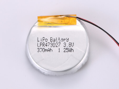 Batteria LiPo Rotonda LPR473027 3.8V 330mAh 1.25Wh